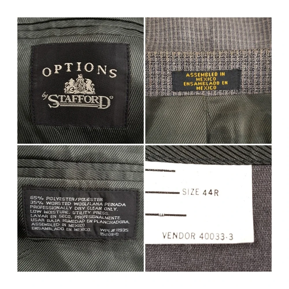 Stafford Men's Three‎ Button Executive Blazer Suit Jacket Sport Coat Gray 44R